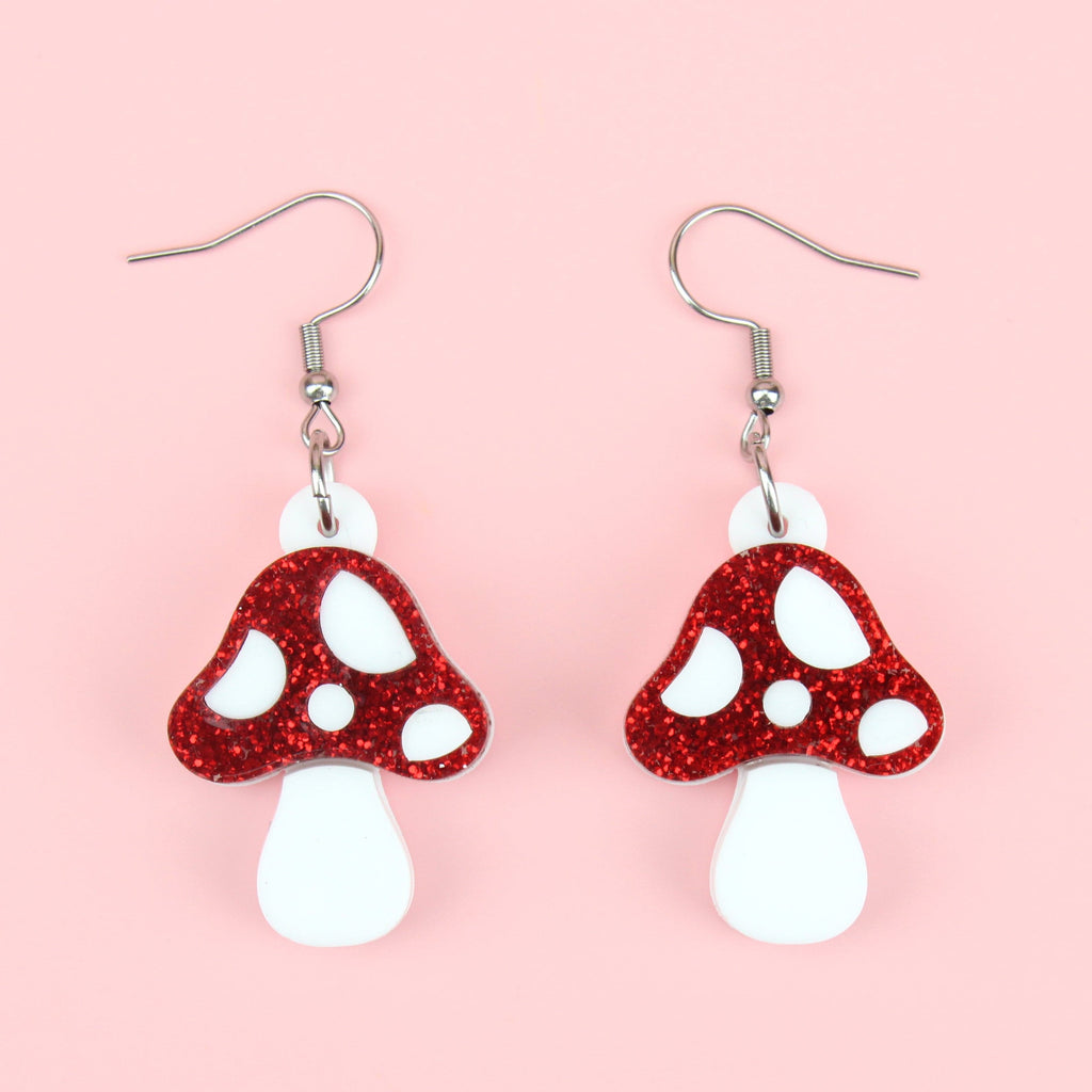 Red Magic Mushroom Earrings - Sour Cherry