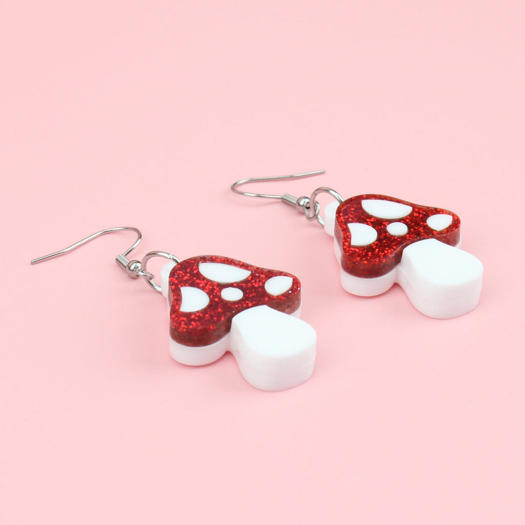 Red Magic Mushroom Earrings - Sour Cherry